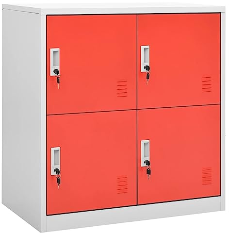 Frdhee Armario multiusos de acero para productos de limpieza, ropa y accesorios del hogar, color gris claro y rojo, 90 x 45 x 92,5 cm