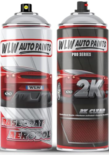 Xtremeauto Aerosol Spray Paint Basecoat + 2K Lacquer For Bentley Magnetic-Grey 6775/95.60.214/9 Pull Pin Hardener Activated 2K Clear Coat – High Gloss UV Resistant Finish – 400ml Cans