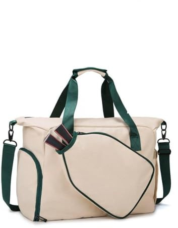 YHESUBZ Sac de Tennis, 2-en-1 Tennis Tote Bag Racquet Quilted Pickleball Grand Sac de Pickleball, Peut contenir 4 Raquettes avec Compartiment à Chaussures, Blanc