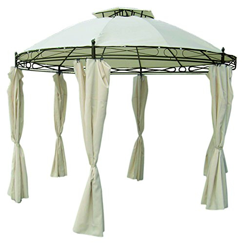 Mojawo Hochwertiger Gartenpavillon Eventpavillon Sonnenschutz Festzelt Zelt Pavillon wasserdicht rund Ø 350cm beige inkl. Seitenteile