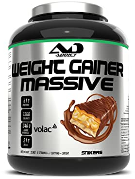 Addict sport nutrition - Weight gainer massive - Prise de masse musculaire avec protéine concentrée - Ultra calorique 1200 kcal par dose - 51g de protéine et 21g de BCAA - 2,5 kg - Goût snikers