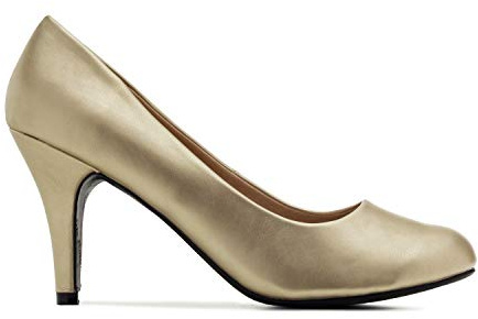 Andrés Machado - Zapatos de Tacón para Mujer - Tacón Fino - AM422 - Tallas pequeñas, Medianas y Grandes - Estilo Retro - Talla pequeño - Tejido Simil piel Oro - Talla EU 35