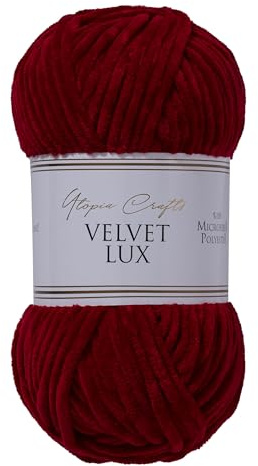 Utopia Crafts Velvet Lux Chenille Yarn 100g (Dark Scarlet)