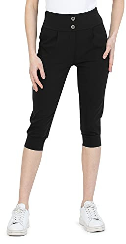 Kendindza Pantalon capri d'été stretch 3/4, Noir , M