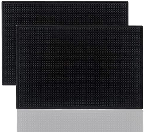 Ieron Tappetino da Bar in Gomma, 45 x 30 cm, Nero, per Bancone (2 Pezzi) (iEU0077)