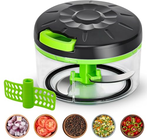 MantraRaj Hand Food Chopper with Pull String, Chopper for Vegetables, Fruits, Nuts, Meat, Spices, Onion, Multipurpose Mixer Blender Manual Food Chopper,Manual Food Processor Vegetable Chopper (600ml)