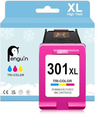 Penguin Druckerpatronen 301 XL für HP 301XL für Deskjet 1000 2000 2050 3050 Envy 4500 5530 Officejet 2620 4630 Drucker (1 Farbe) für HP 301 Druckerpatronen Farbe