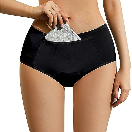 Sunnyuk Periodos, ropa interior adolescente mujer menstrual traje de baño Period Panties sin costuras cintura alta períodos de bikini para nadar niñas sangrado fuerte calzoncillos ropa de baño Snuggs
