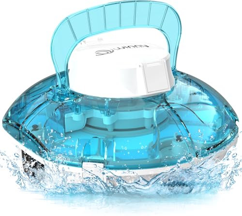 WINNY POOL CLEANER Winny 200 Robot Piscine, Aspirateur Piscine Sans Fil Avec Batterie, Autonomie 75 Min pour Piscines Hors-Sol 60m², Double Filtration,Stationnement Automatique(Transparent Bleu-Blanc)