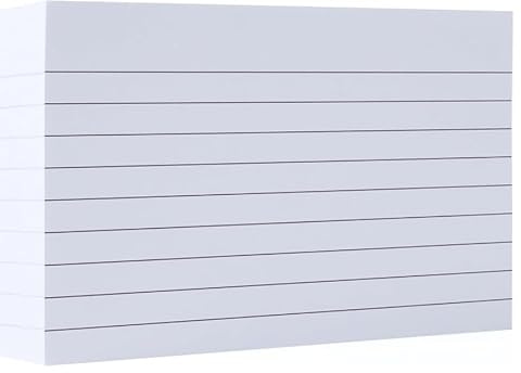 Tarjetas de revisión, tarjetas de índice blancas de 7.6 x 12.7 cm, 240 unidades, tarjetas de estudio laterales con dos rayas para la oficina escolar
