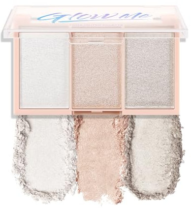 Boobeen 3 Color Highlighter Makeup Palette Face Highlighter Pulver Body Highlight Illuminator Palette Wasserdicht und langanhaltend für einen natürlich leuchtenden Makeup Look