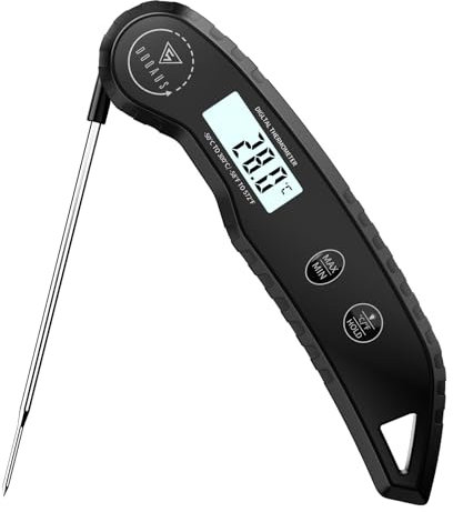 DOQAUS Termometro Cucina Termometri per Alimenti Lettura Istantanea 3 secondi, Precisione ±0,5°C, LCD Retroilluminato, per Liquidi Latte Barbecue Olio Frittura Vino Dolci Cibo(Nero)