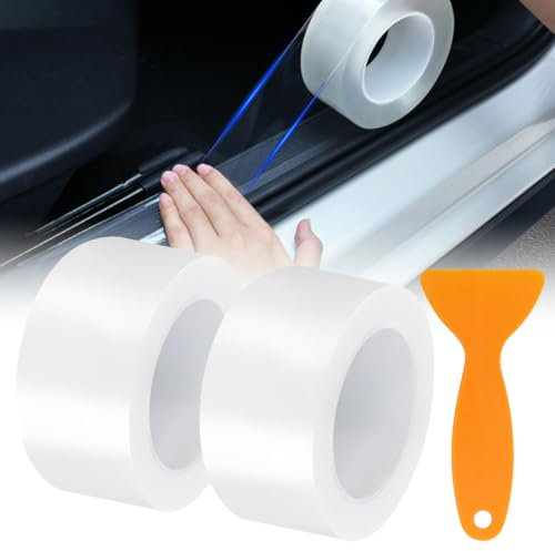 Lackschutzfolie Transparent, 5cm×10m Auto Einstiegsleisten Schutz Autofolie, Aufkleber Autoschutzfolie Kantenschutz Auto Selbstklebend, Universal Lackschutzfolie für Auto Fahrrad Motorrad, 2 Stück