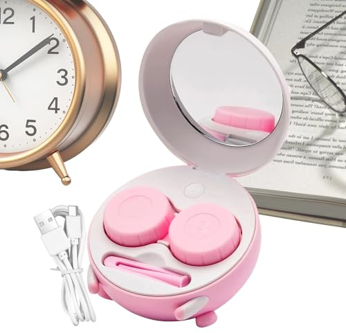 Custodia per a Contatto – ABS, Carina Portatile con Pinzetta | Kit Scatola per a Contatto, Scatola di Conservazione Portatile, Set Contenitore Compatto per Lenți Morbide Colorate Sclerali