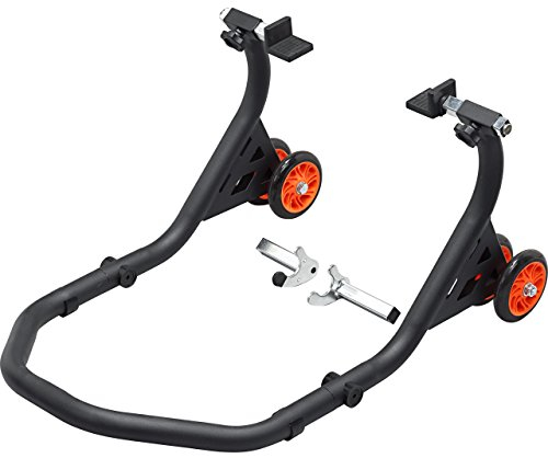 Hi-Q Tools Zubehör - Montageständer Motorrad-Ständer III für hinten mit Winkel, Racing-Aufnahmen, Doppelrollen, Hebelarm - Hochwertige Qualität, Schwarz