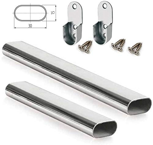 HOME CENTRE 1200mm Oval Chrome Wardrobe Rail 30mm Clothes Hanging Hanger Pole Closet