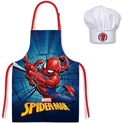 Spiderman Ensemble Tablier de Cuisine +Toque Cuisinier Marvel