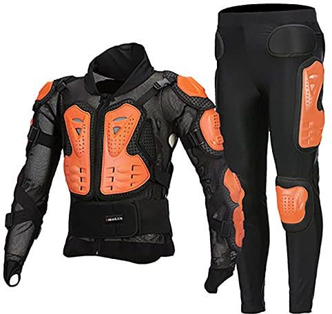 Moto Armure Veste Biker Veste Gilet Protection Moto Cross Scooter VTT Enduro Gear Hommes Ou Femmes Moto Costume Armure Orange,Medium