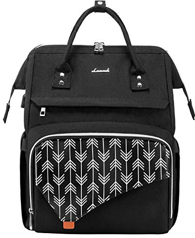 LOVEVOOK Laptop Rucksack Damen, Wasserdicht 15,6 Zoll Rucksack Damenrucksack Schultasche, Groß Backpack Women Schulrucksack Teenager Rucksäcke Mädchen Daypacks für Schule Arbeit Reise Schwarz