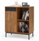 Mondeer Sideboard, Küchenschrank mit 1 Türen und Verstellbaren Regalfächer für Wohnzimmer Schlafzimmer Esszimmer Diele, Industrie-Design, Vintage Braun Schwarz, B72,5 x H88 x T40 cm