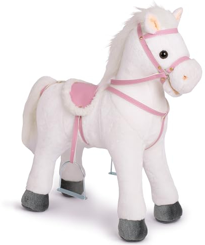 Pink Papaya Stehpferd zum draufsitzen | 60cm Spielpferd zum Reiten Luna | Pferd zum Reiten für Kinder mit Sound | Sattel Pferd