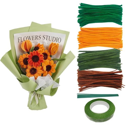 SHUOHONG 300 piezas de cepillos de inodoro de colores para manualidades, cepillos para tubos, tallos de tubos de chenilla palitos para bricolaje manualidades decorativas decoración navideña (amarillo)