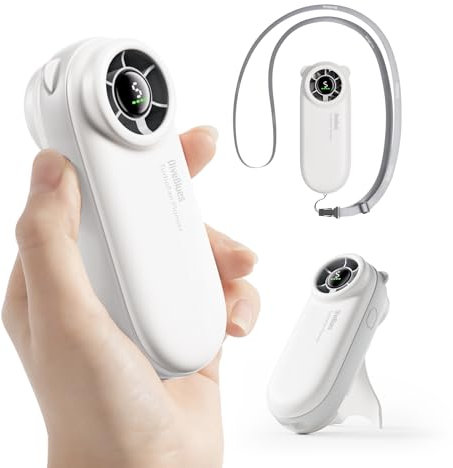 Diveblues Mini Ventilador de Mano Portátil Turbo, Hasta 16 Horas de Batería, Recargable USB 4000mAh, 5 Velocidades Ajustables, Ventilador de Bolsillo para Viajes, Exterior, Conciertos y Dar Regalos