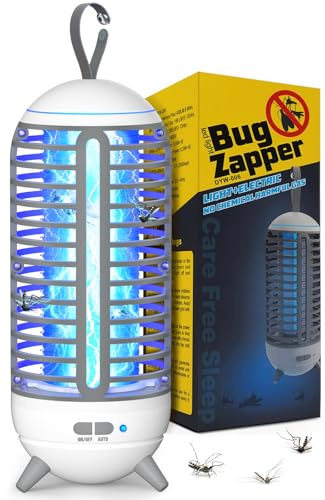 Dnenellr Lámpara Antimosquitos Exterior 2 en 1, 2500mAh Mata Mosquitos Eléctrico Recargable USB, IP65 Impermeable, Matamoscas Electrico para Balcón, Camping, Interiores y Exteriores