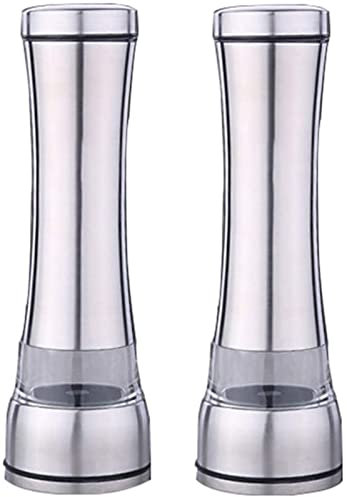 TONZN Salt and Pepper Grinders Sea Salt and Pepper Shakers Pepper Crusher Chili Grinders 2 Piece Set Sleek and Convenient Manual Grinder Shaker Adjustable Coarse