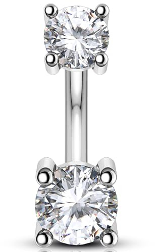 OUFER 16G Rook Piercing Acier Inoxydable 316L Piercing Oreille Cartilage 6/8 mm Bijoux Helix Rond Transparente CZ Eyebrow Ring pour Femme Vertical Labret