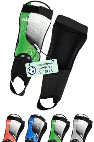 HUDORA Shin Guards with Ankle Protection - Comfortable Shin protectors with Foam Padding - Football Shin pads with Ankle Protectors in Size