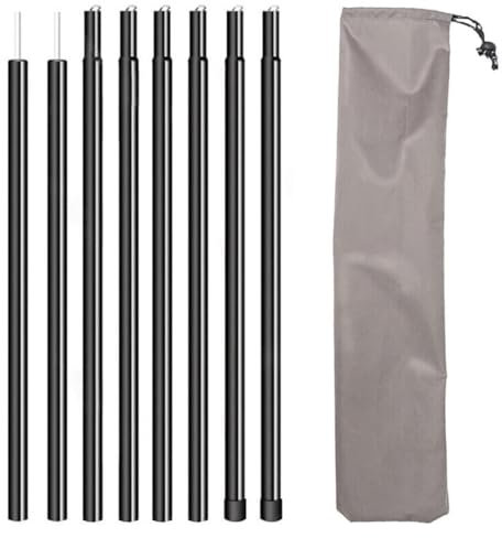 Tent Tarp Poles 2m Height, 2PCS Universal Telescopic Adjustable Steel Awning Canopy Tarp Pole Tent Accessories for Canopy Porch Sun Shade Sail