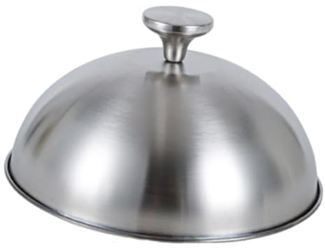KESOTO Tapa para Rociar Domo para Derretir Queso Cubierta para Cocción Y Hamburguesas Tapa para Plancha de Acero Inoxidable con Asa Ergonómica Adecuado para, 22cmx13cm