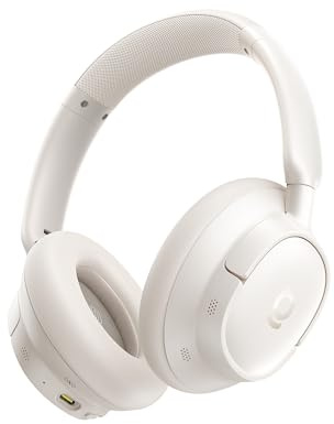 Baseus EH10 NC - Auriculares Bluetooth con Aislamiento de Ruido Activo híbrido de -45 dB, con Audio Hi-Res y LDAC y micrófono de 5 IA, 80 Horas de Tiempo de reproducción, Bluetooth 6.0, luz Blanca de