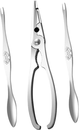 Mikinona Herramientas Domésticas Diseño Ergonómico y Antideslizante de Acero Inoxidable Set Práctico para Abrir Mariscos para Comer Cangrejos en Cocina