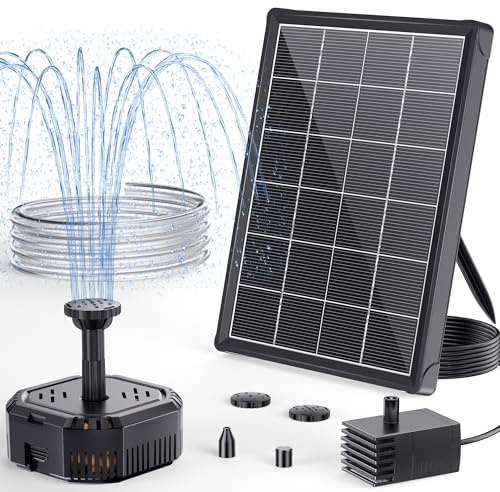 POPOSOAP 4W Solar Water Fountain with Filter Kit, Creates Beautiful Water Features & Cleans Water, Solar Water Pump for Bird Bath, Fish Tank, Small Pond
