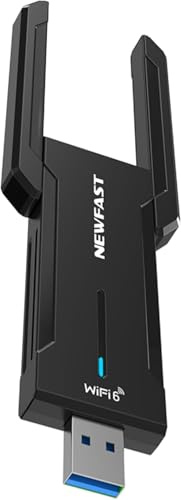 NEWFAST AX5400 WiFi Adapter,USB 3.0 Wireless Adapter,WiFi 6e Tri-Band High Speed,Only for Windows 10/11
