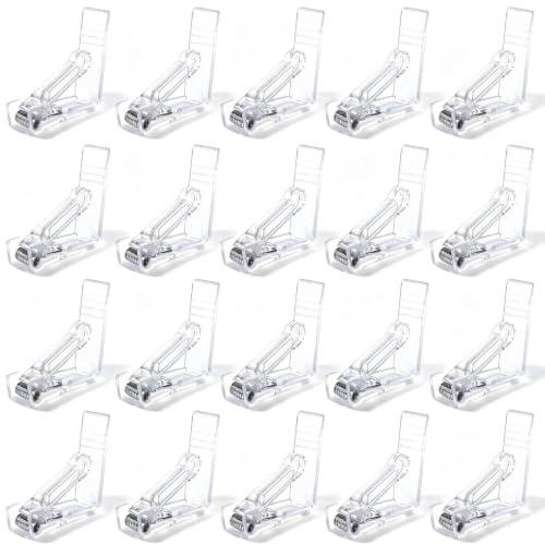 SHENGYIG 20 Pezzi Ferma Tovaglia da Tavola, Trasparenti Fermatovaglia, Regolabili Stabili Mollette per Tovaglia, Plastica PS, per Scrivanie Fino a 4,8 cm di Spessore