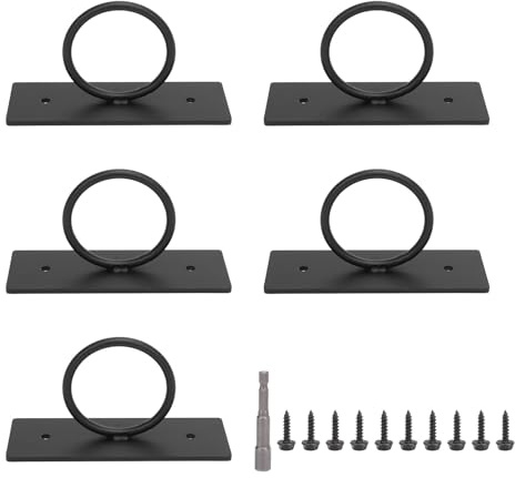 Supports Corde Décoratifs 5pcs Acier Inoxydable Noir 12.1x3cm pour Suspension Plantes - Supports de Corde pour Jardins Terrasses Balcons Installation Facile avec Vis et Clé Incluse