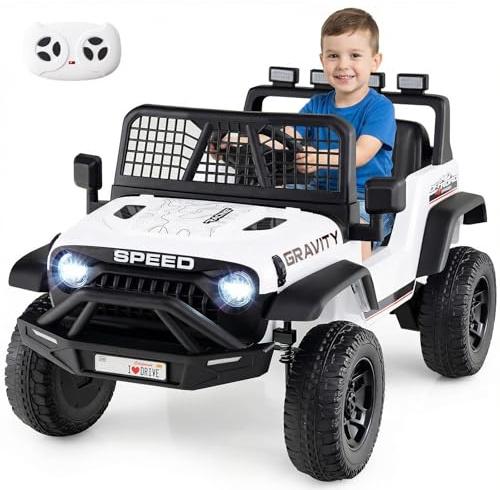 COSTWAY Coche Eléctrico para Niños 24V, Carro Electrico Infantil con Control Remoto, Música, Bocina, Faros LED y Suspensión de Muelles, Coche Todoterreno para Niños de 3+ Años, Carga 30 kg