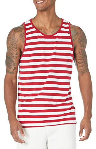 Amazon Essentials Top a Canotta Regular Fit Uomo, Bianco/Rosso, L