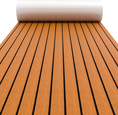 WOOWAVE Eva-Schaumstoff-Teak-Bodenbelag für Boot, Yacht, rutschfest und selbstklebend, Meeresdeck, Boot, Bodenbelag, Wohnmobil, Schwimmbad, 238 x 80 cm