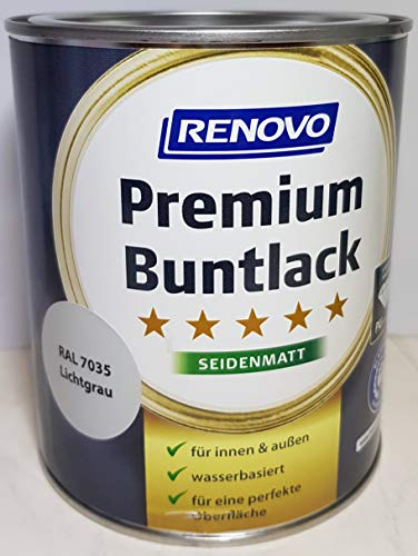 125 ml RENOVO Premium Buntlack seidenmatt, RAL 7035 Lichtgrau
