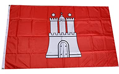 Stormflag Hamburger Flagge(90cmx150cm) Polyester Pongee 90g mit Ösen mit Doppelnadel genäht.
