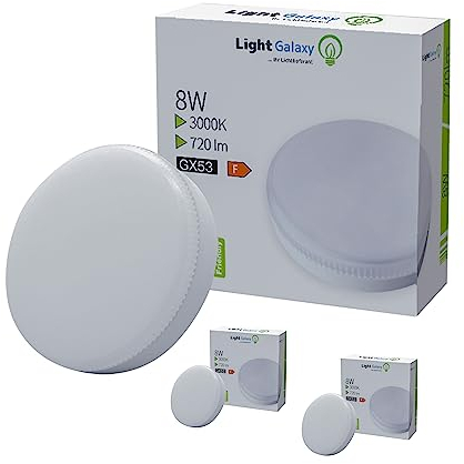 Lampadina LED GX53 super luminosa, 8 W, 720 lm, 3000 K, luce bianca calda, non dimmerabile, quantità: 3 pezzi