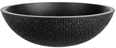 VBChome Aufsatzwaschbecken Granit 41x 41 x 13 cm Schwarz Rund Waschbecken Waschtisch Handwaschbecken Waschschale Gäste WC Modern Top Qualität