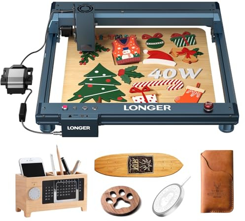 LONGER B1 130W Laser Graviermaschine, 48W Laserleistung mit verbesserter automatischer Luftunterstützung, Geschwindigkeit 36000mm/min, CNC Graviermaschine Laser Cutter für Holz, Metall, Glas, Acryl