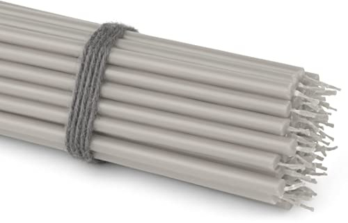 NKlaus 50 x stavljus grå 16 cm tunna paraffinljus sotfria och droppfria, lång brinntid, gråa ljus för dekoration, sorg och ceremonier 36115