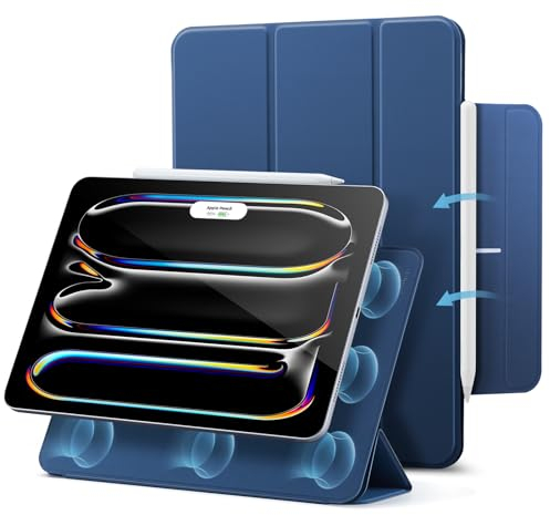 ESR for iPad Pro 13 inch Case M5/M4 (2025/2024), Powerful Magnetic Attachment, Slim Trifold Stand, Supports Pencil Pro and Pencil (USB-C), Auto Wake/Sleep, Durable Protection, Rebound Series, Blue