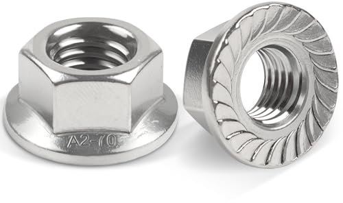 25 Stück Flanschmuttern M8, Jeboler M8 Muttern Edelstahl DIN 6923 Sechskantmutter mit Flansch und Sperrverzahnung Bundmutter, Sperrzahnmuttern Gezahnte Sechskantmuttern für Fahrradwartung etc.